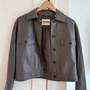 Women’s Gray Leather Jacket- Aritzia